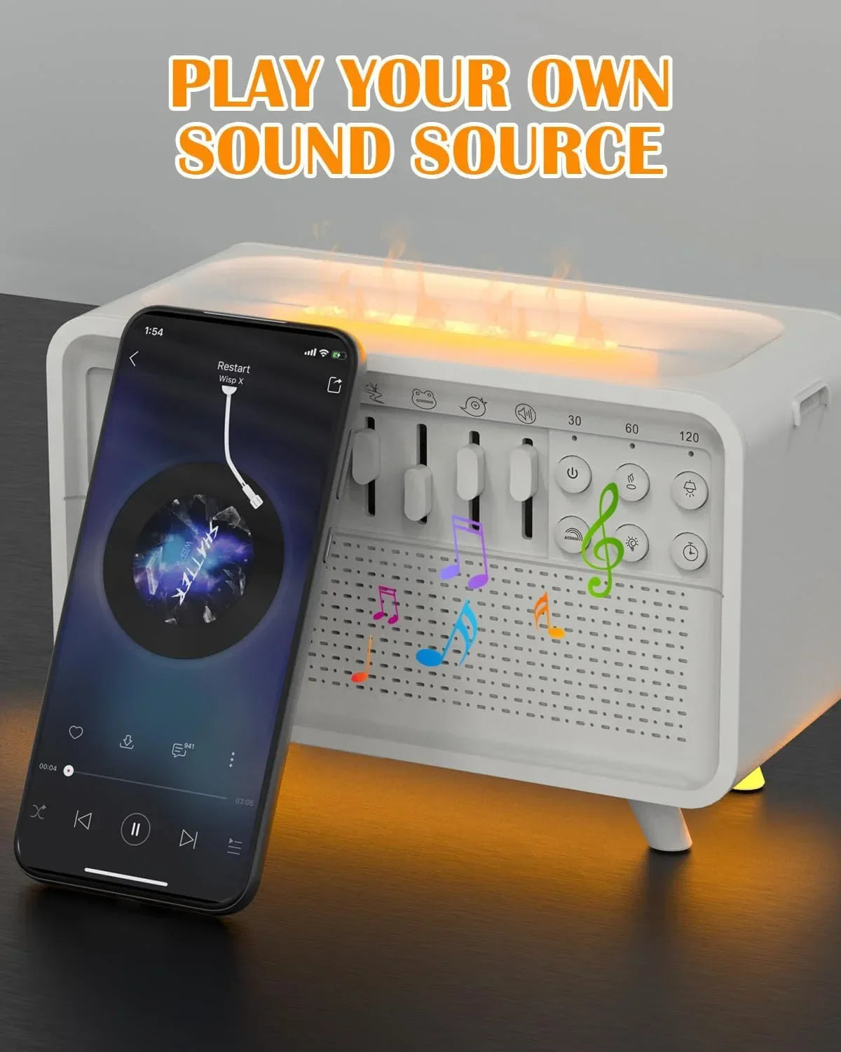 4 in 1 HIFI Bluetooth Speaker LED White Noise Speaker White Noise Sleep Aid Night Light Humidifier Machine with 8 Nature Sounds