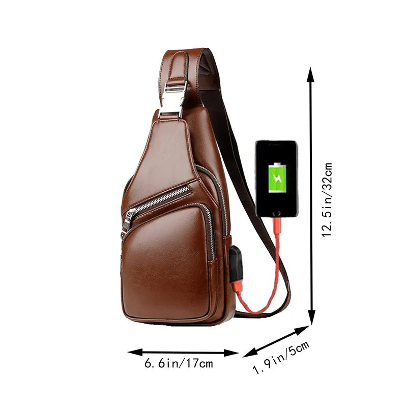 Bullcaptain Bag Genuine Leather Chest Bag Men's Fashion Style Casual Crossbody Bag Business Large Capacity Leather Men's Luggage