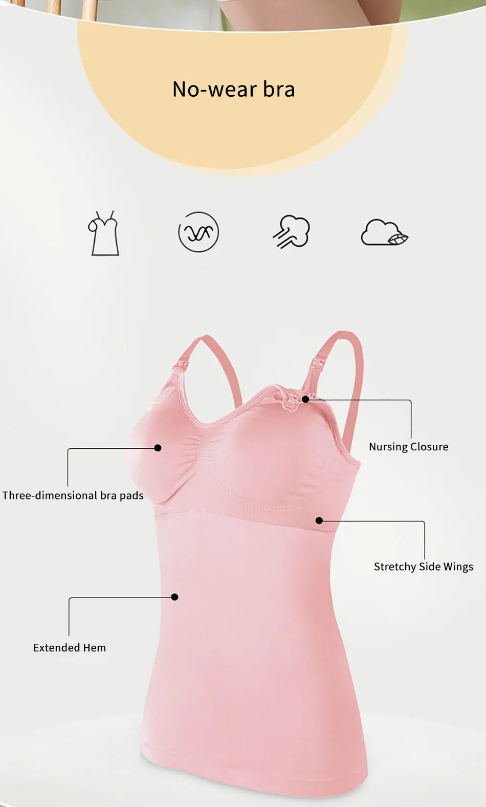 Maternity Breastfeeding Bra Tank Tops Women Comfortable Pressure Reducing Adjustable Shoulder Straps Anti Sagging Pregnant Bra