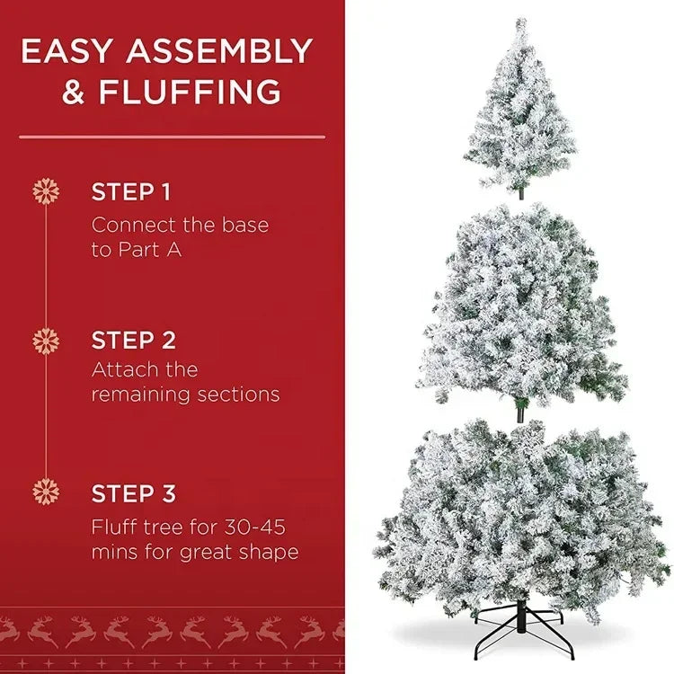 Realistic Snow Flocked Christmas Tree PVC Artificial Pine Tree White Snow Covered Xmas Tree for Store Window Decoration