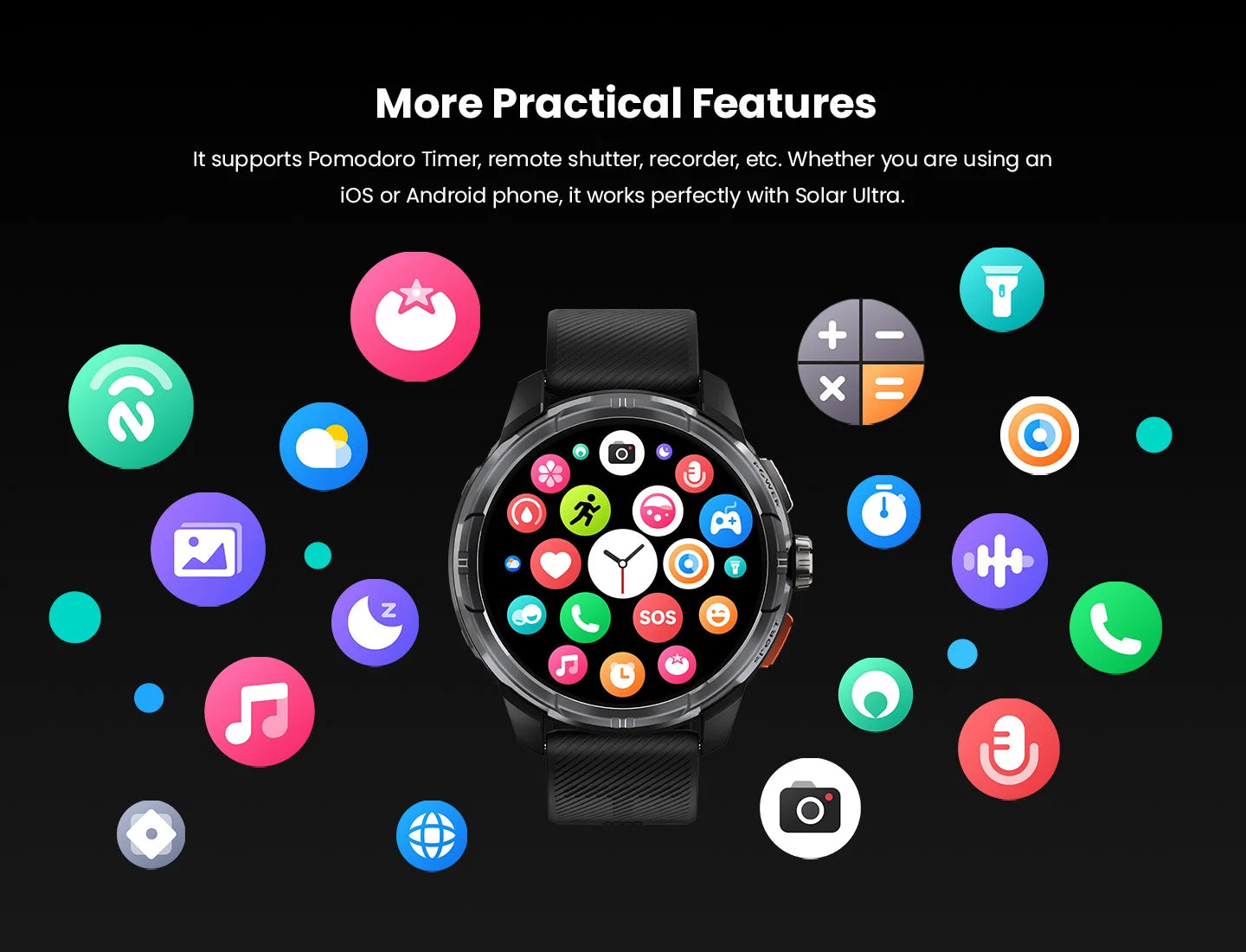 HAYLOU Solar Ultra GPS Smartwatch 1.6” AMOLED Display 5ATM Waterproof Built-in GPS Bluetooth Phone Calls Sports Smart Watch