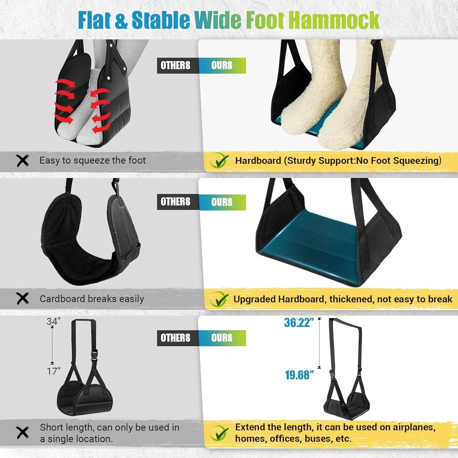 Newest Foot Hammock Foot Rest With Adjustable Strap Foe Airplane,Portable Desk Foot Hammock For Plane Travel Office Working