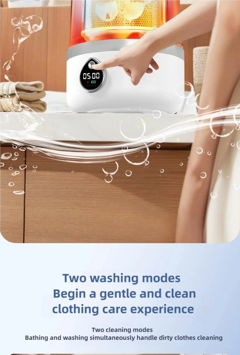 Cordless 1.5L Mini Washer 3600mAh Dual Speed Adjustable for Traveling Socks Underwear Portable Clothes Washing Cups