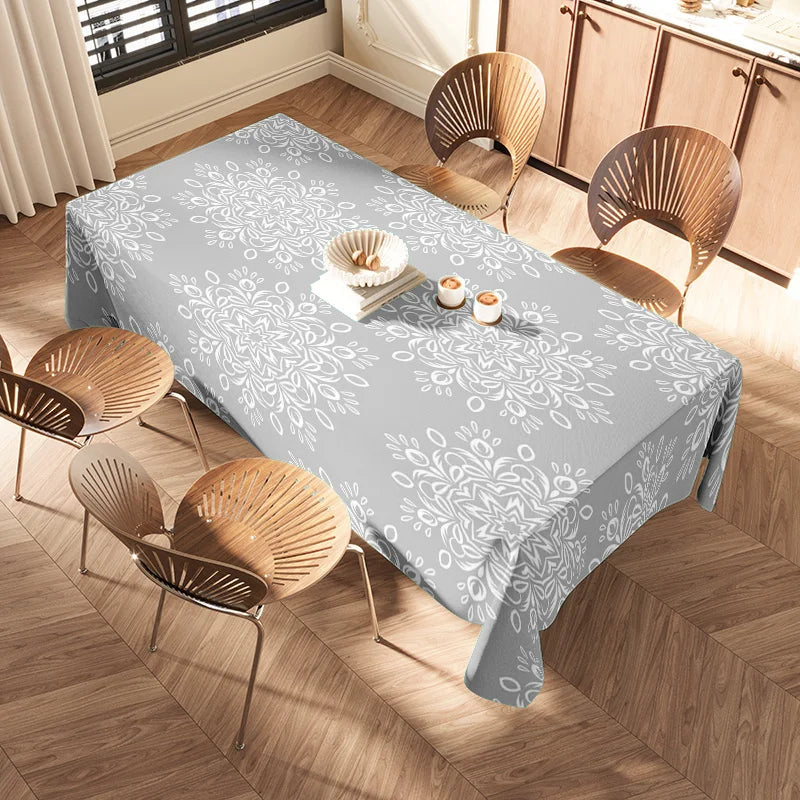 Modern Floral Printed Rectangular Tablecloths for Dining Room Decor Easy Care Polyester Fabric with Multiple Size Options Availa