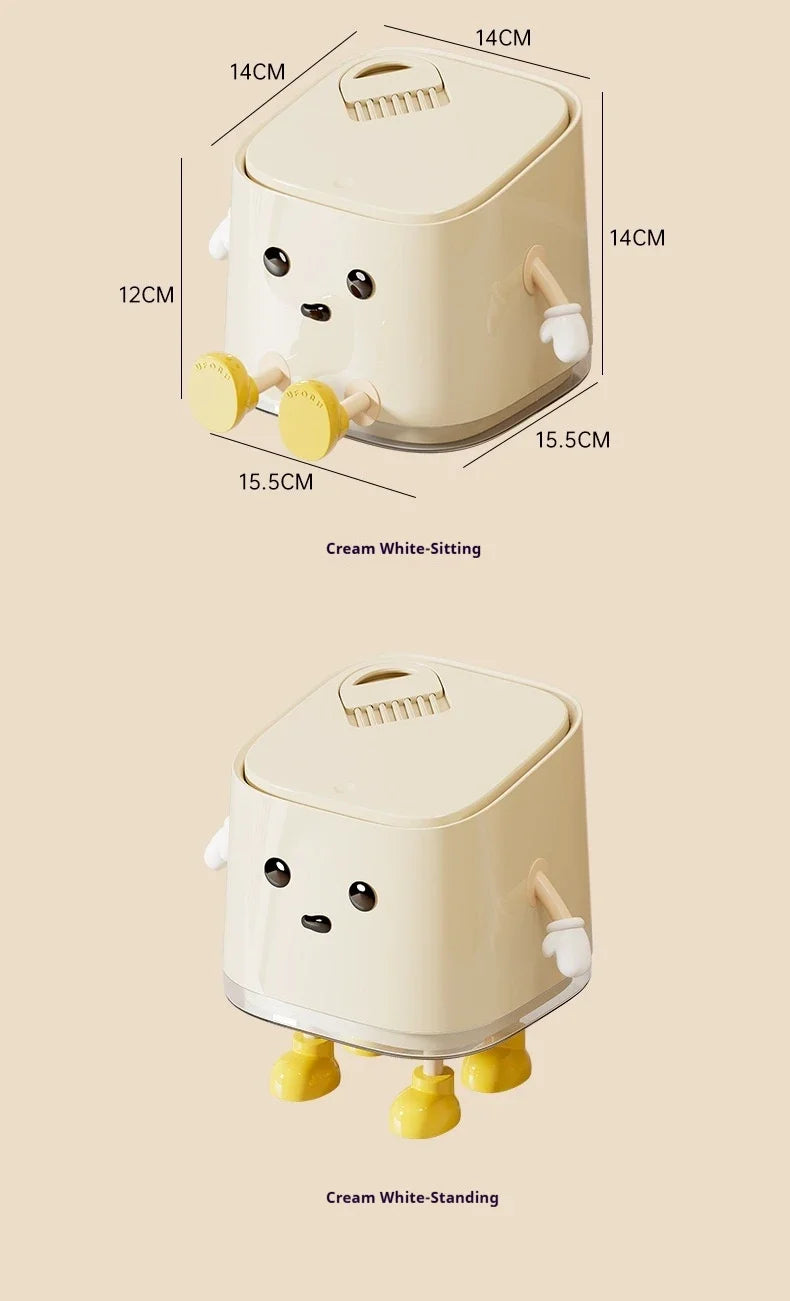 1pcs Desktop Mini Trash Can Press To Open The Cover Plastic Trash Can Household Living Room Bedroom Rubbish Storage Bucket