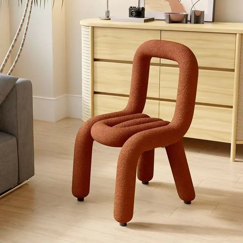 Nordic Style Creative Curved Chair, Plush Upholstered Kids/Accent Living Room Furniture