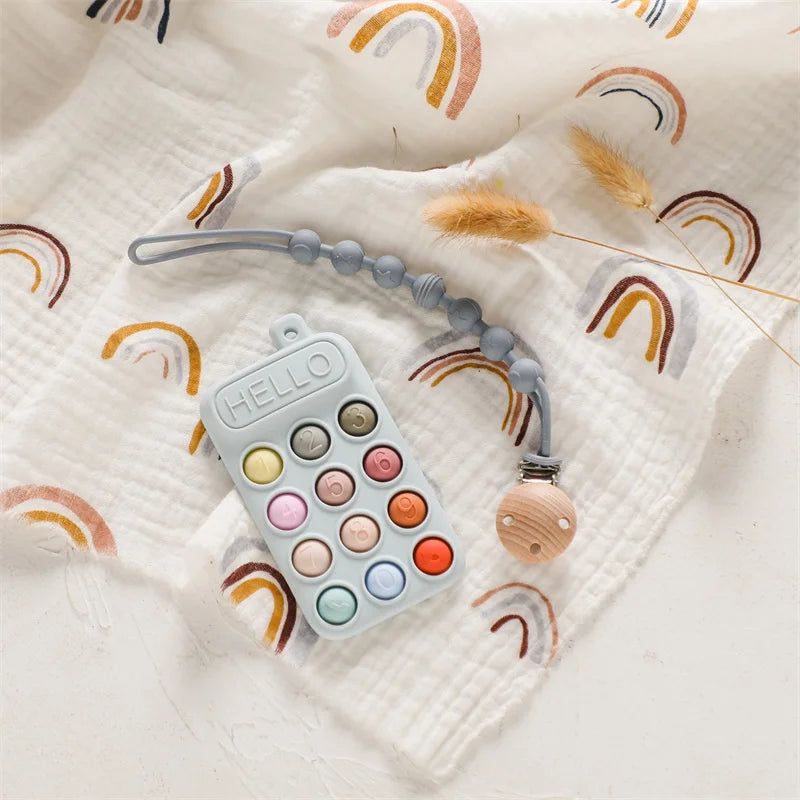 Baby Phone Teether Toy Telephone Sleeping Pacifier Clip Bracelet Simulation Phone Toys Early Educational Learning Toy Kids Gifts