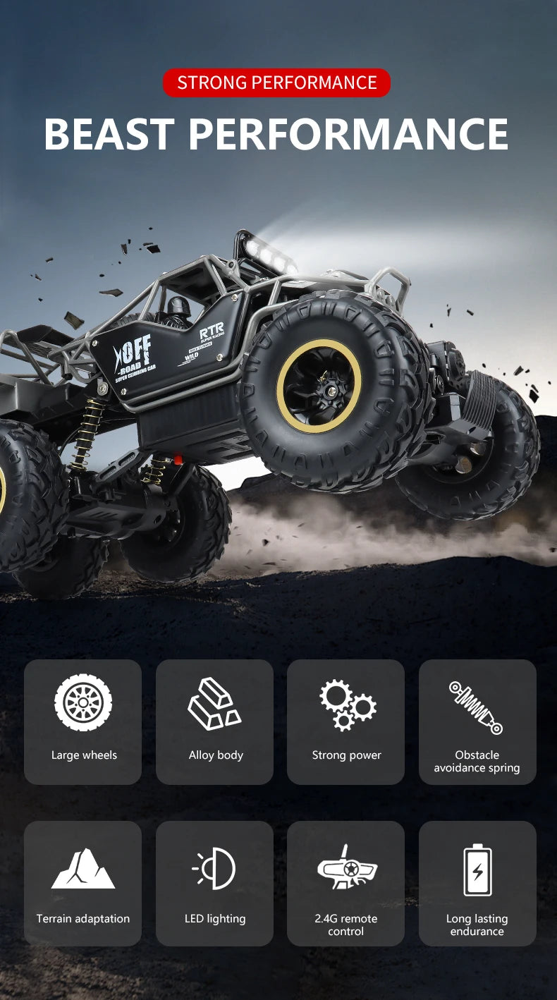 ZWN 1:12 RC Car With Lighting And Rechargeable 2.4G Radio Remote Control Alloy Buggy Off-Road Trucks Boys Toys for Children