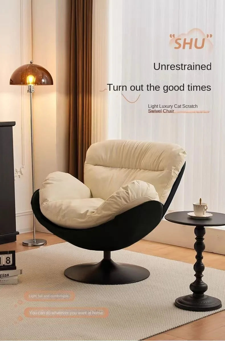 X&D Nordic Single Rotating Sofa Modern Simple Home Living Room Balcony Bedroom Eggshell Chair Light Luxury Lazy Rocking Chair