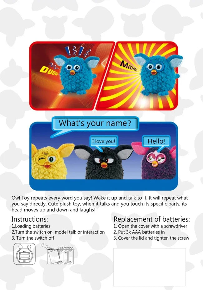 Hasbro Furby Plush Talking Electronic Pet Toys Owl Interactive Recording Smart Doll Kids Birthday Gifts 15CM