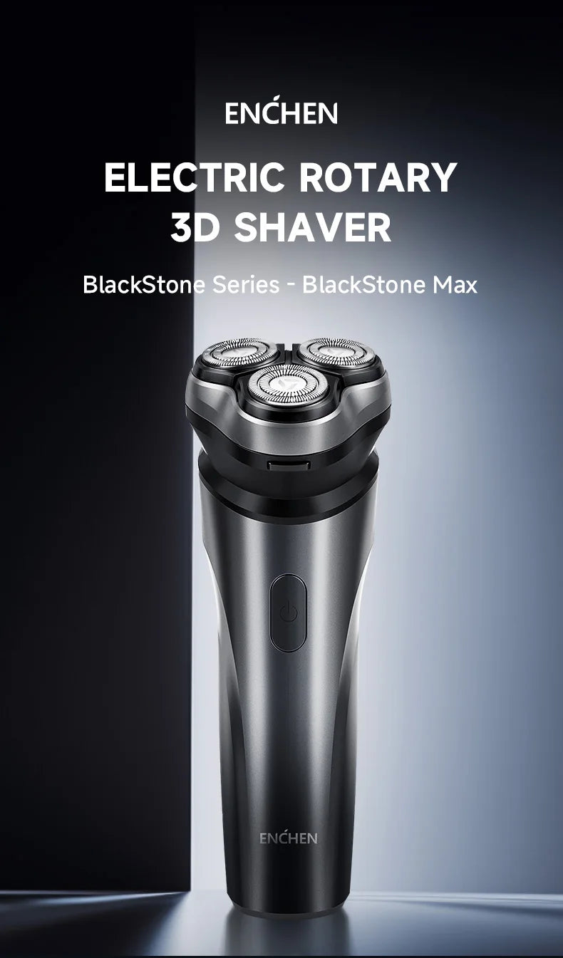 ENCHEN Electric Shaver Razor Rotary 3D Hair Shaver Professional Razor Waterproof Safety Lock Beard Trimmer Man - BlackStone Max