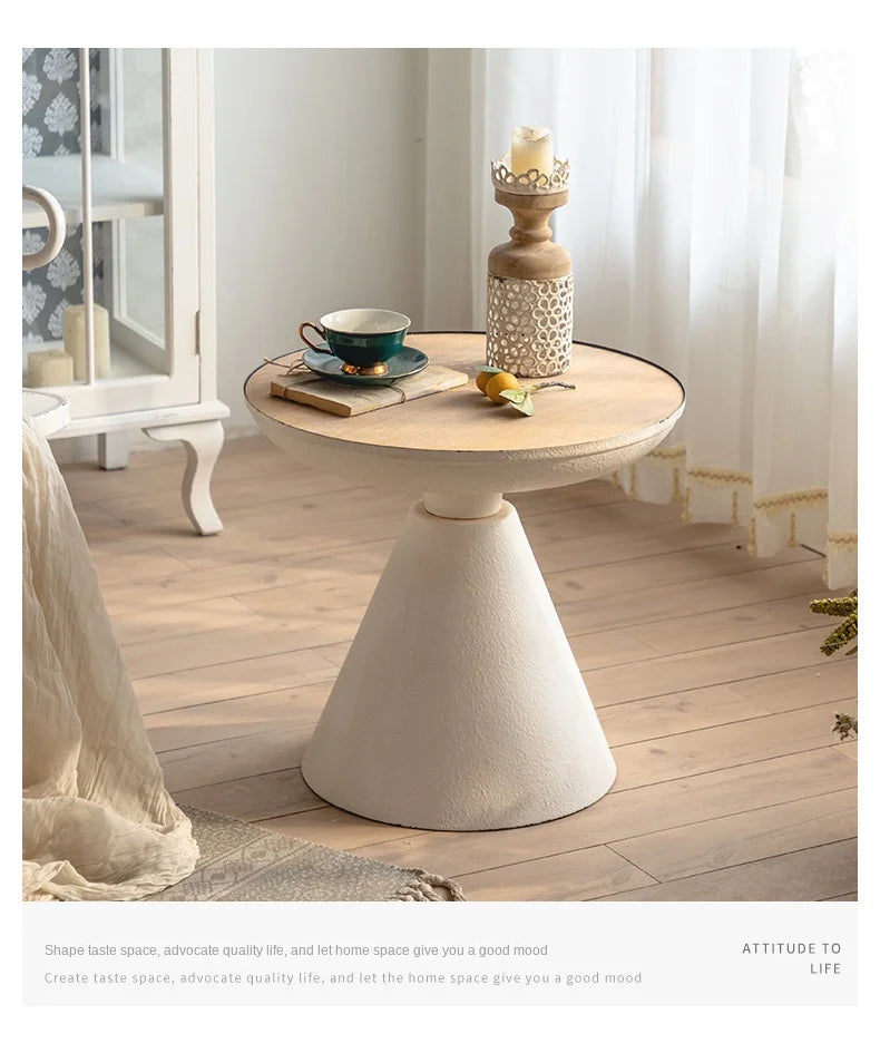 IHOME Retro Small Family Living Room, Small Wooden Table, Coffee Table Beside Sofa, Home Stay Balcony, Leisure Iron Tea Table