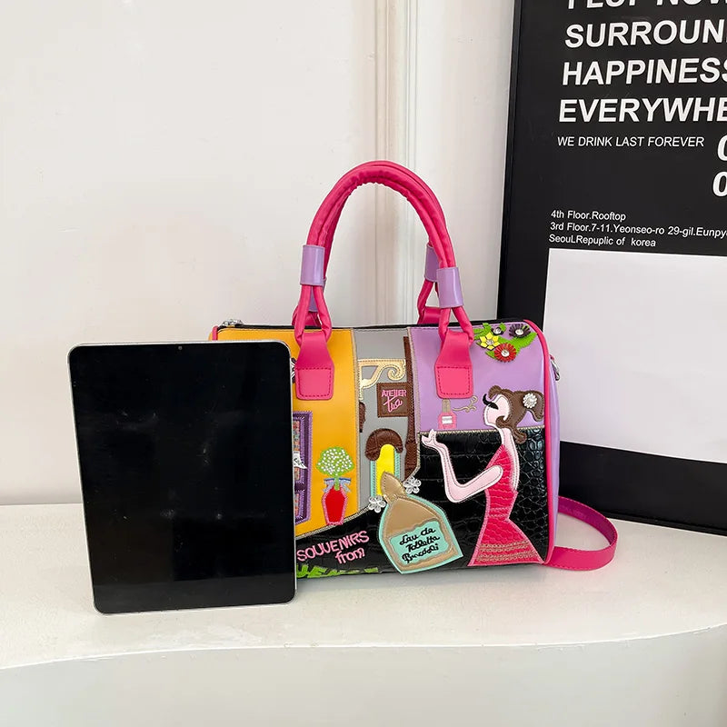 Fashion Women PU Leather Handbags Shoulder Bag Large Capacity Ladies Zipper Messenger Bags for Women Casual Boston Crossbody Bag