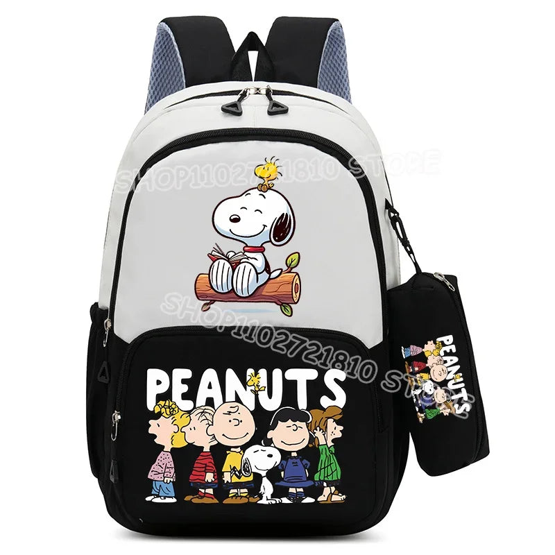 2pcs Snoopy School Bag Boys Girls Large Capacity Water-repellent Student Backpacks High Value Cute Cartoon Print Bookpack Gift
