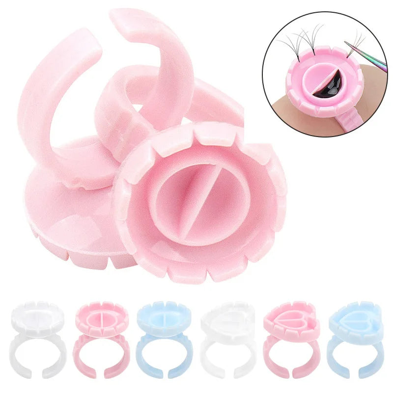 100PCS Glue Rings Lash Rings for Glue, Pigment Rings for Eyelash Extensions Eyelash Glue Holder Lash Glue Ring Smart Cups
