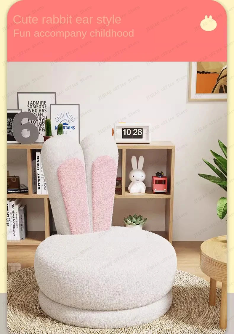 Children's Sofa Lazy Sofa Cute Chair for Living Room Rotating Cartoon Rabbit Ears Chair Leisure Reading Chair Chair with Back