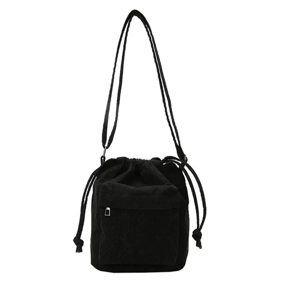 2025 New Women Bag Middle Shoulder Bag Korean Style Drawstring Bucket Bag Casual Light Youth Crossbody Bag Whole Sale
