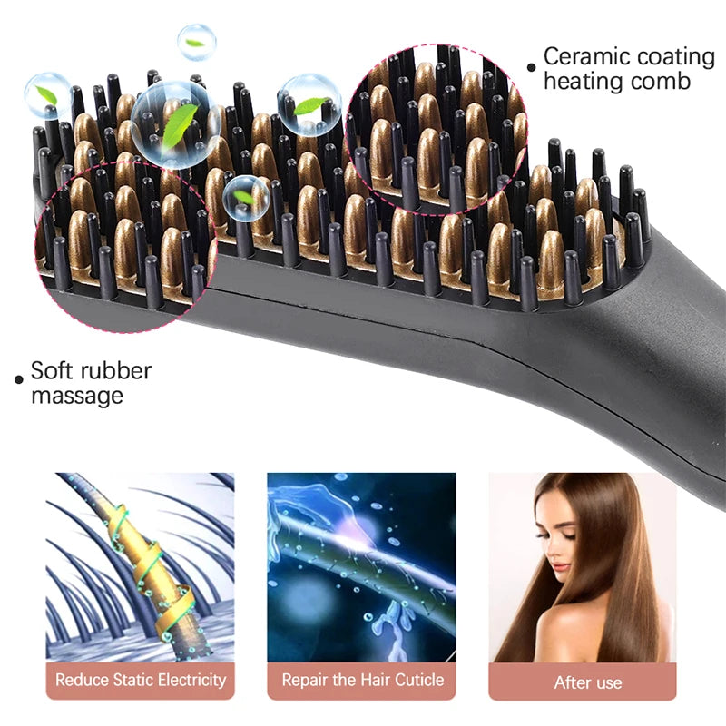 Multifunctional Quick Hair Beard Straightener Men's Hair Straightening Flat Iron Heated Hair Comb Electric Men Hair Beard Styler