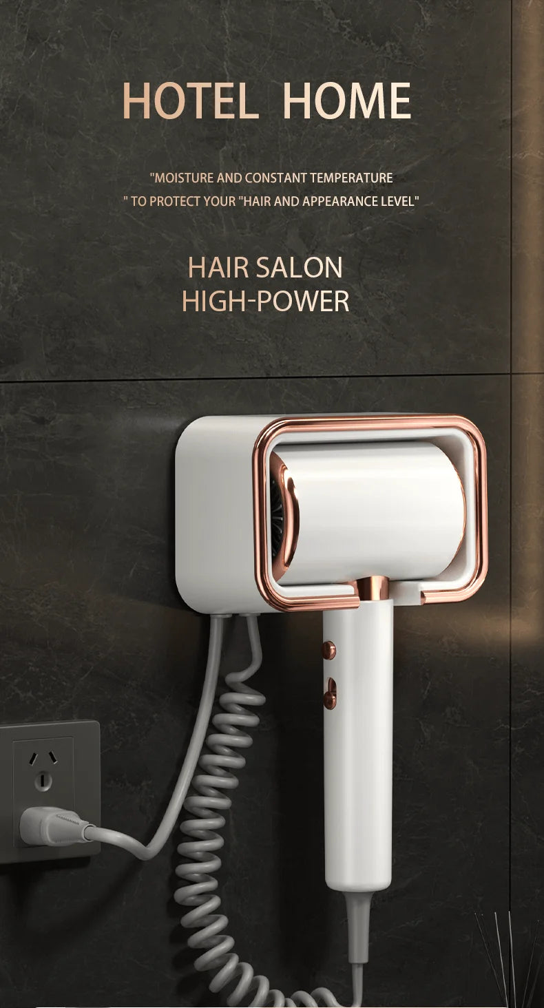 220V Hotel Wall Mounted Hair Dryer Hotel Non punching Negative Ion Hair Protection Cold and Hot Air High Power Hair Dryer
