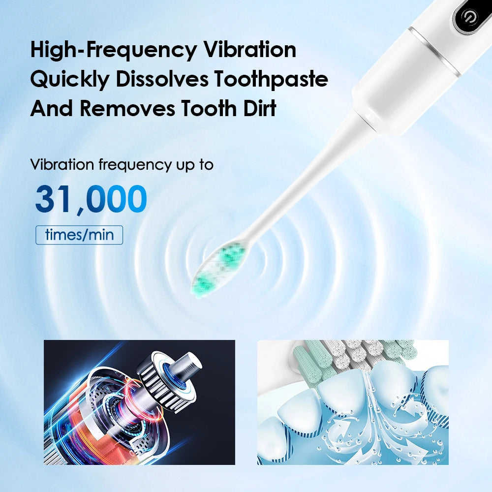 Electric Toothbrush 6 Brush Heads Sonic Electric Toothbrush with 31000VPM Deep Clean 6 Modes Waterproof Rechargeable for Adults