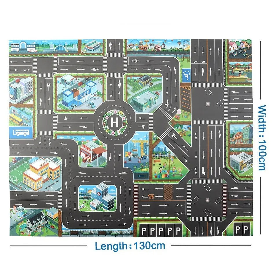 130*100cm Baby Crawling Mat for Children Cartoons Traffic Rug Indoor Toys City Road Carpet Kids Game Little Girl and Boy Playmat