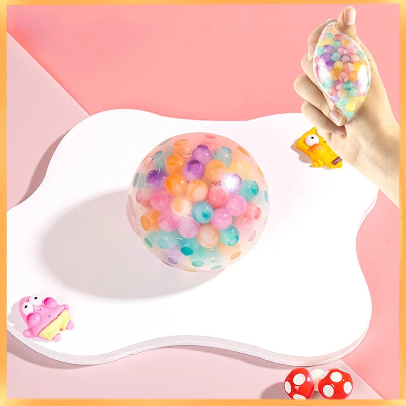 6cm Kids Exotic Pinch The Rainbow Bead Pressure Reducing Ball Vent Ball Decompression Toy TPR Pinch Le Grape Ball Adult Toys