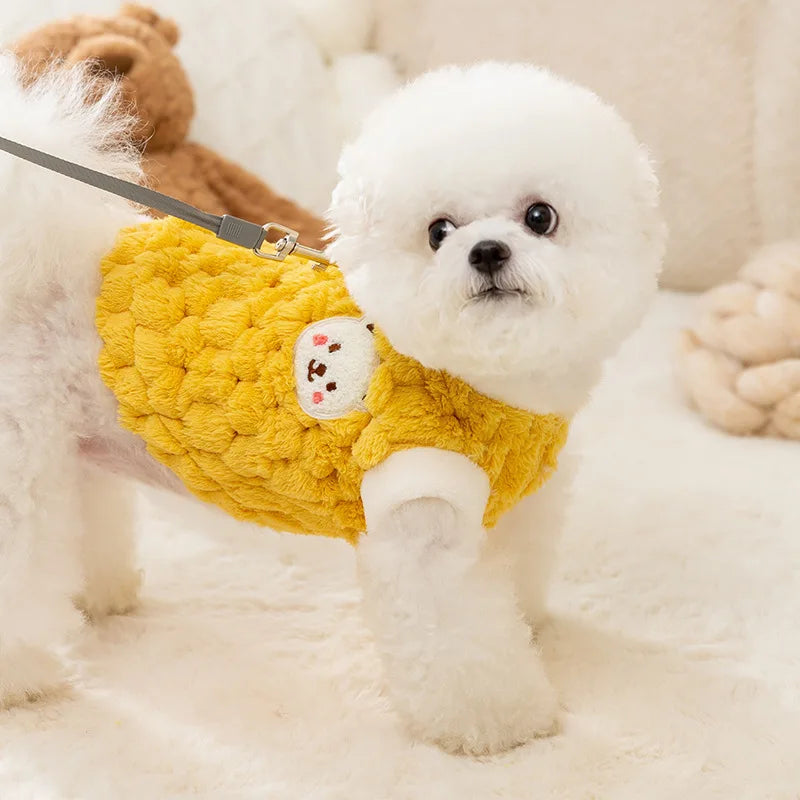Pet Dog Warm Coat Winter Dog Clothes Kitten Puppy Vest Fleece Dog Costume Chihuahua Bichon Clothing Cardigan Girls Dog Apparel