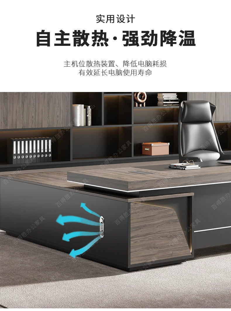 Light Luxury Vintage Office Desk Organizer L Shaped Mid Century Dark Wood Computer Desks Work Art Bureau Meuble Office Furniture