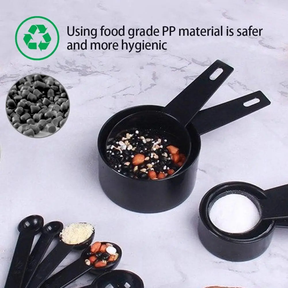 Plastic Measuring Cups and Spoons Set  10 PCS  Kitchen Accessories Engraved US Markings Stackable Measuring Tools