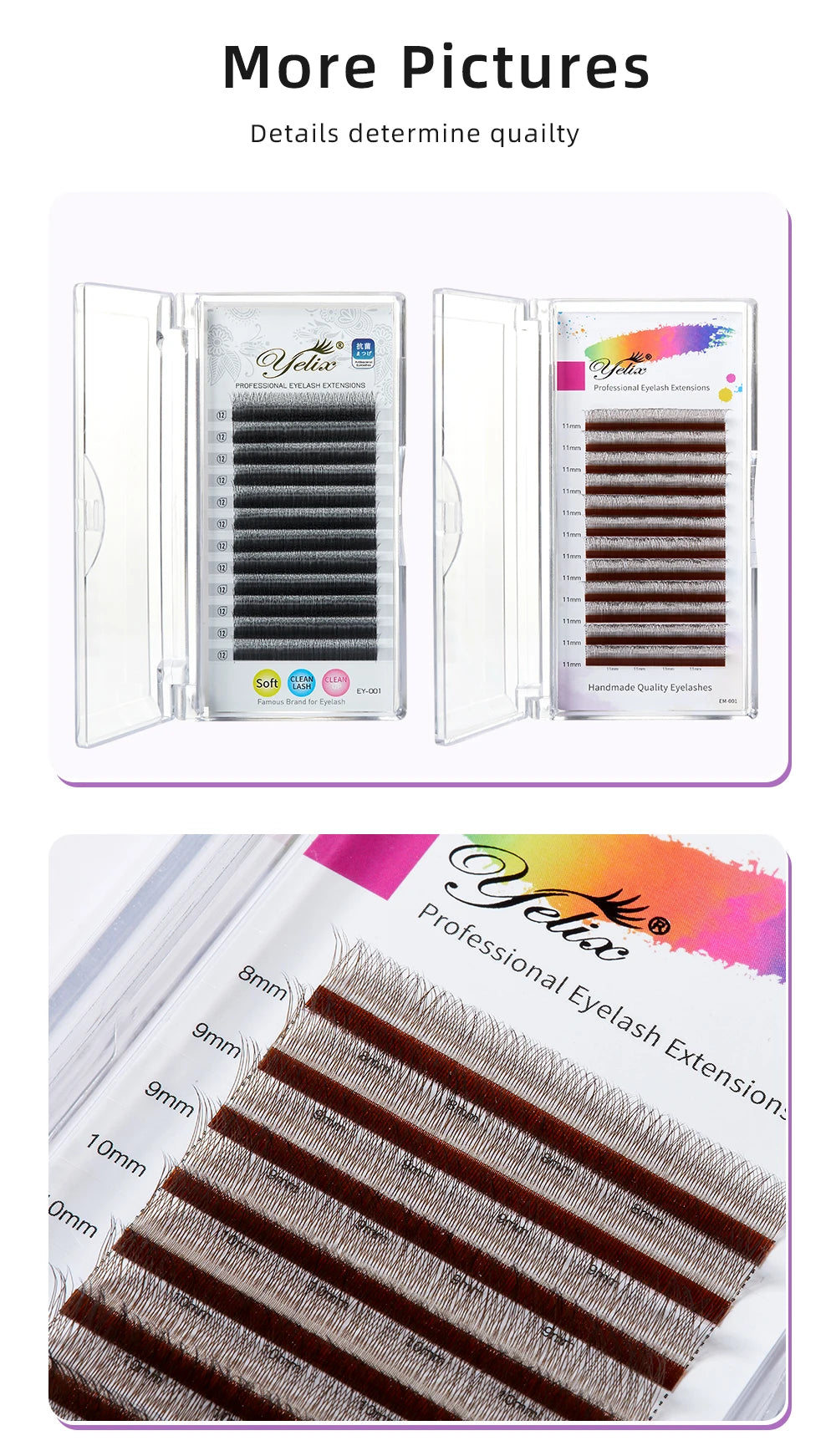 Yelix New 2D Volume Lashes Dark Brown Ultra-thin Y Lash Extension Lightweight Premade Fans Eyelash Extensions Single Tip 2D Y