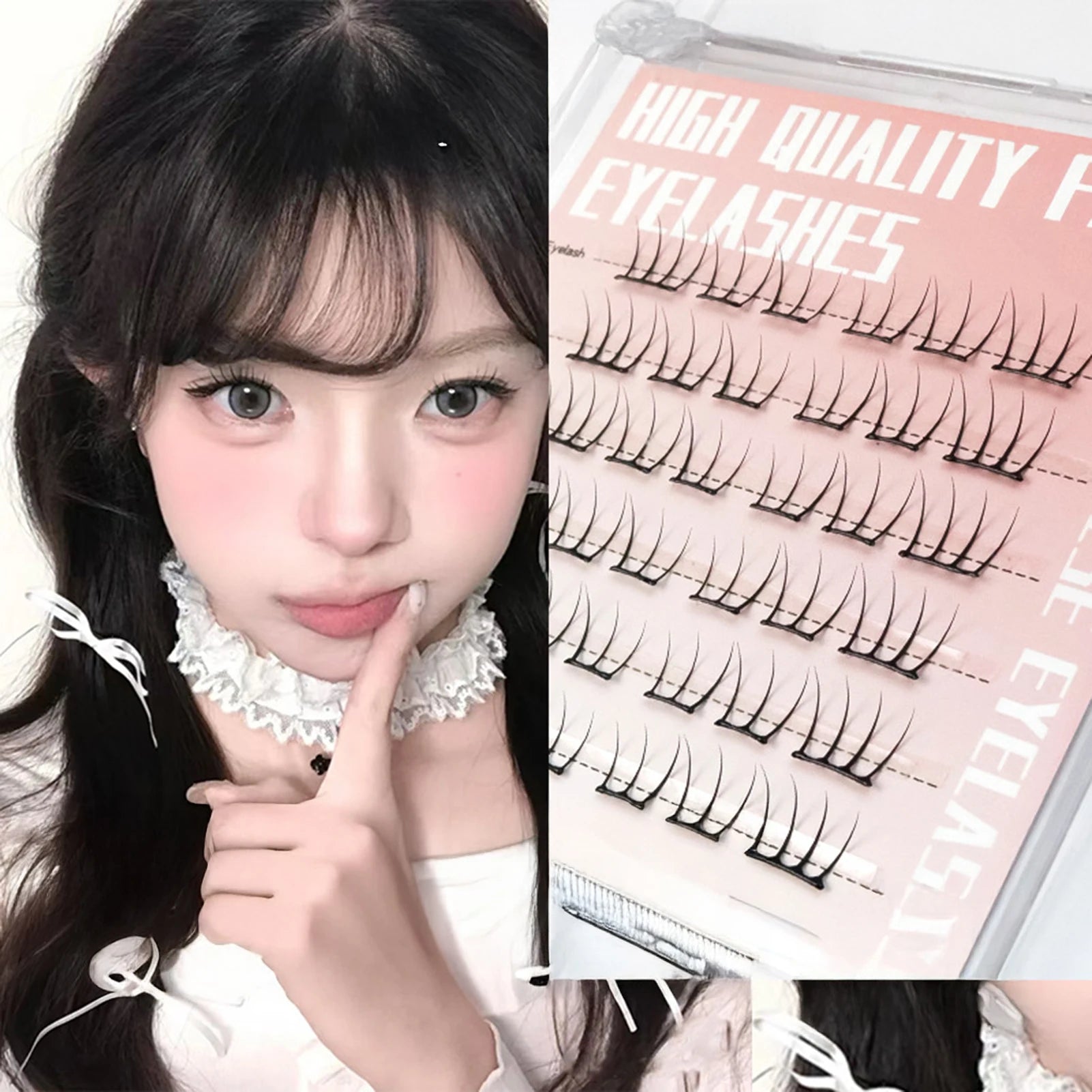 Self Adhesive DIY Lashes No Glue Needed Reusable Bottom Lash 5D Fluffy Cluster Eyelash Korean DIY Manga Lash Extension At Home