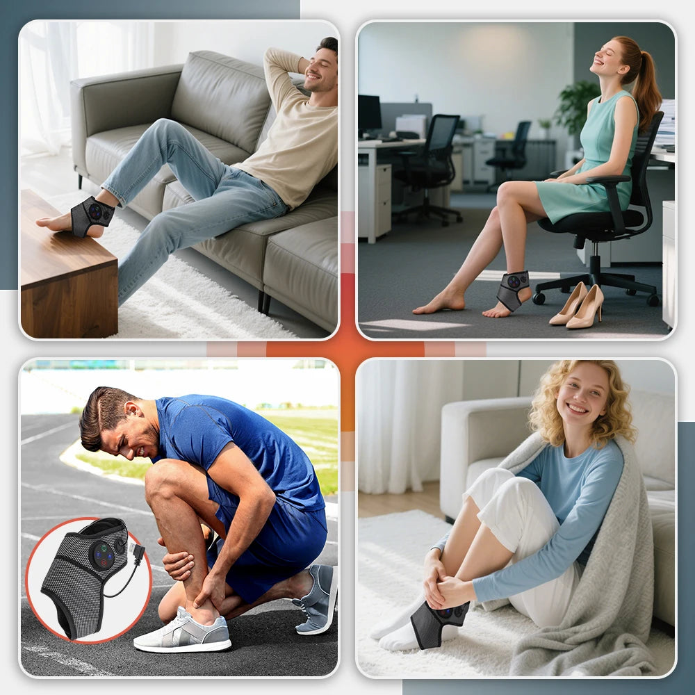 Electric Ankle Foot Massager Vibration Hot Compress Smart Air Pressure Multifunctional Brace Support Relaxation Treatments