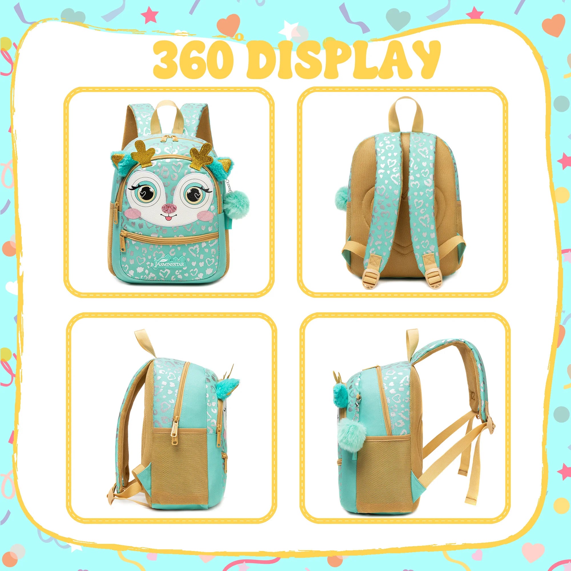 1pc Cute 13 Inch Animal Backpack Kindergarten Outdoor Sports Little Girl With Small Pendant