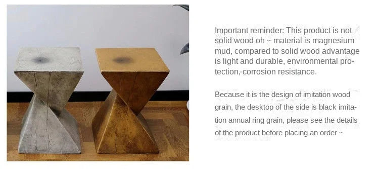 X&D Nordic Minimalist Magnesium Oxide Tea Table Art Homestay Living Room Sofa Imitation Wood Grain Edge Table Bedroom Table 2025