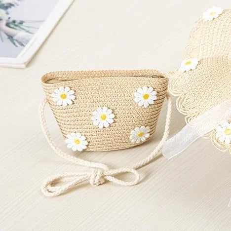 Crossbody Bag New Summer Children Beach Flower Straw Bag 3-7 Old Years Lovely Kids Holiday Travel Beach Bags