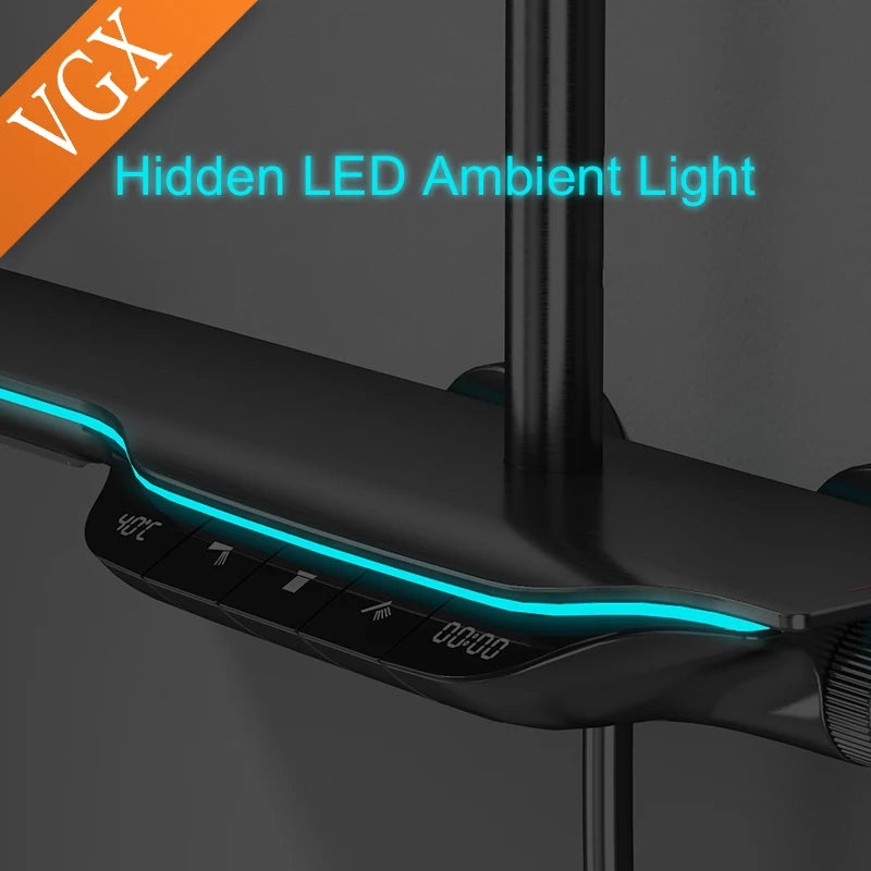 VGX Thermostatic Shower System Intelligent Digital Bathroom Shower Faucet Set Temperature Display Rainlfall Bathroom Shower Set