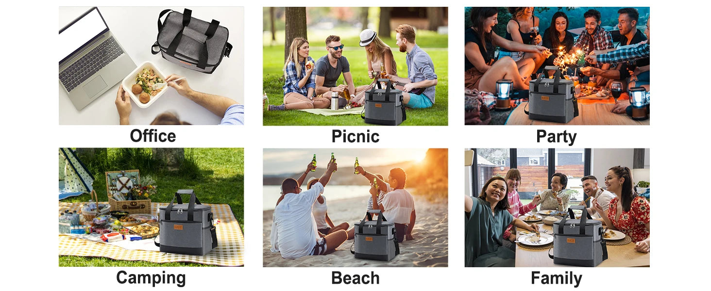 1Pcs Black Insulated Lunch Box Bag Insulation Ice Pack Student Portable Dinner Picnic Food Hand-held with Storage Handbag