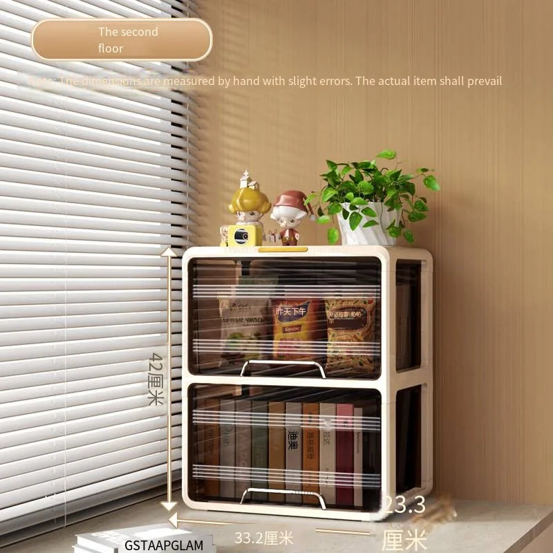 Window-side storage cabinet, transparent storage cabinet that doesn't require installation, large-capacity bedroom storage box