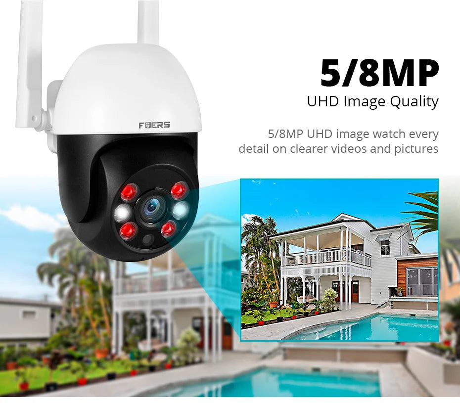 Fuers 8MP 4K IP Camera Tuya Smart Outdoor Home Security Auto Tracking AI Human Detection Camera WIFI CCTV Surveillance Camera