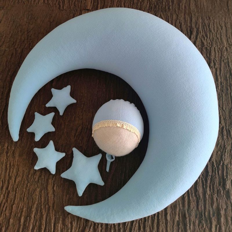 ❤️Newborn Photography Props Accessories Posing Crescent Pillow+Stars+Hat 6Pcs/Set Studio Baby Photo Decoration Moon Fotografia