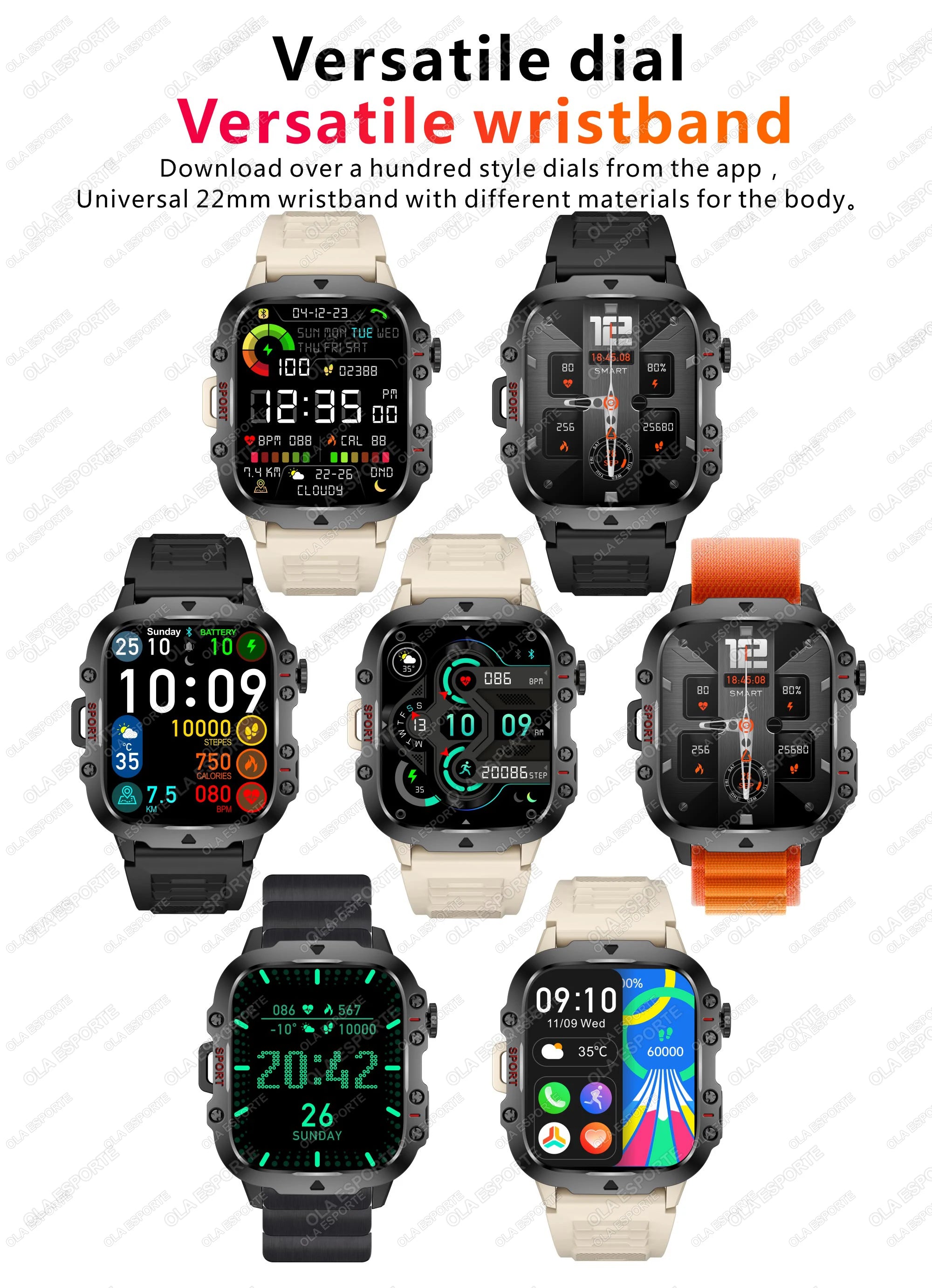 2025 New Military Smart Watch Men IP68 5ATM Outdoor Sports Fitness Tracker Health Monitoring 1.81Inch Bluetooth Calls Smartwatch