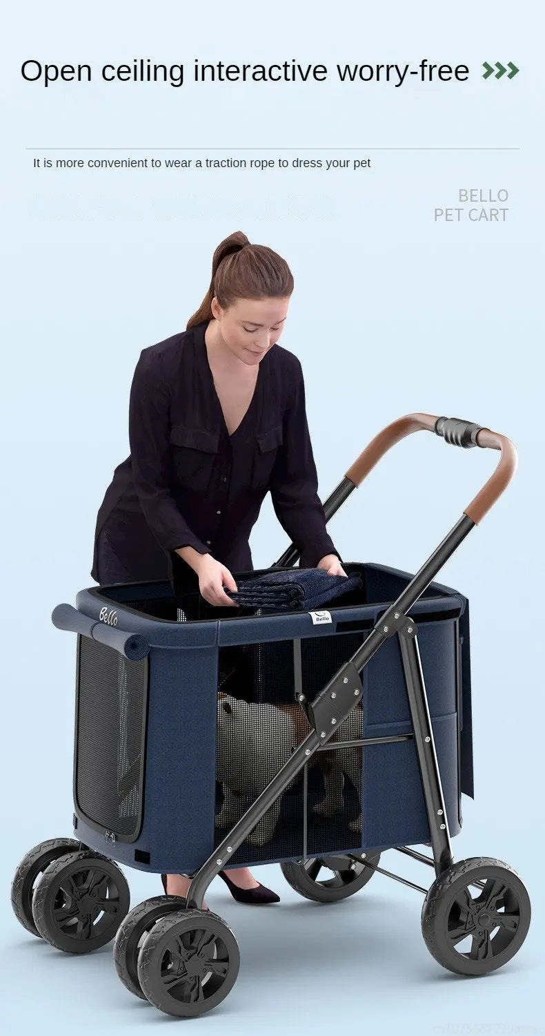 Multiple pet strollers large dog trolley cart folded large space Multifunctional trolley case with wheel bearing 30kg for travel