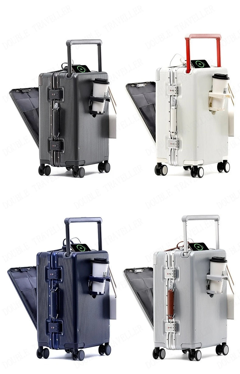 Aluminum Frame Luggage Password Carry on Luggage with Wheels Quiet Universal Wheel Fashion Travel Box Pull Rod Box