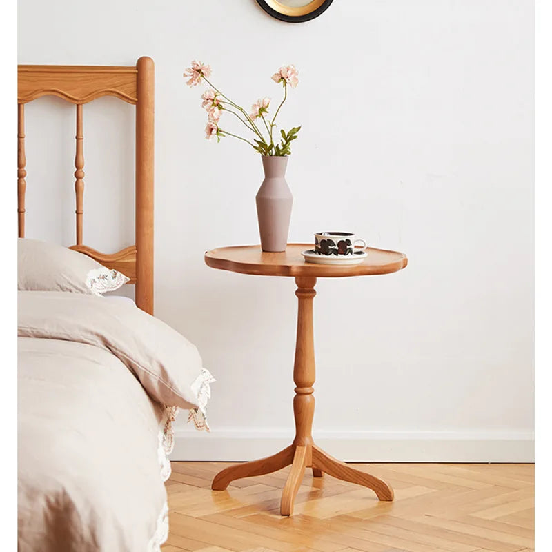JOYLIVE Clarity Side Japanese Cherry Wood Side A Few Small Apartment Living Room Furniture Sofa Side Shelf Round Small Table New