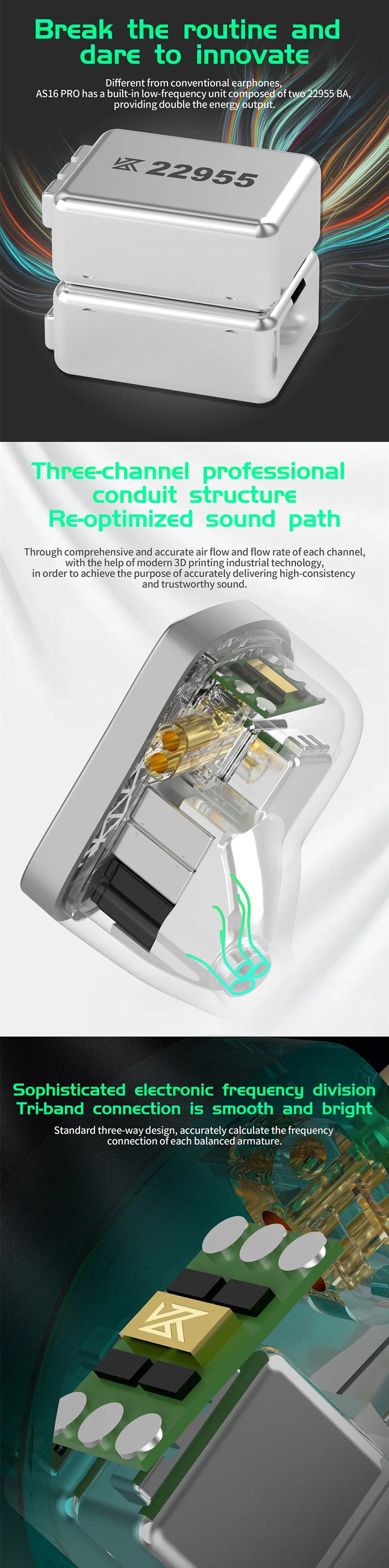 KZ AS16 Pro In Ear Earphones 16BA Balanced Armature HIFI Bass Monitor Headphones Noise Cancelling Earbuds Sport Headset AS12 ZSX