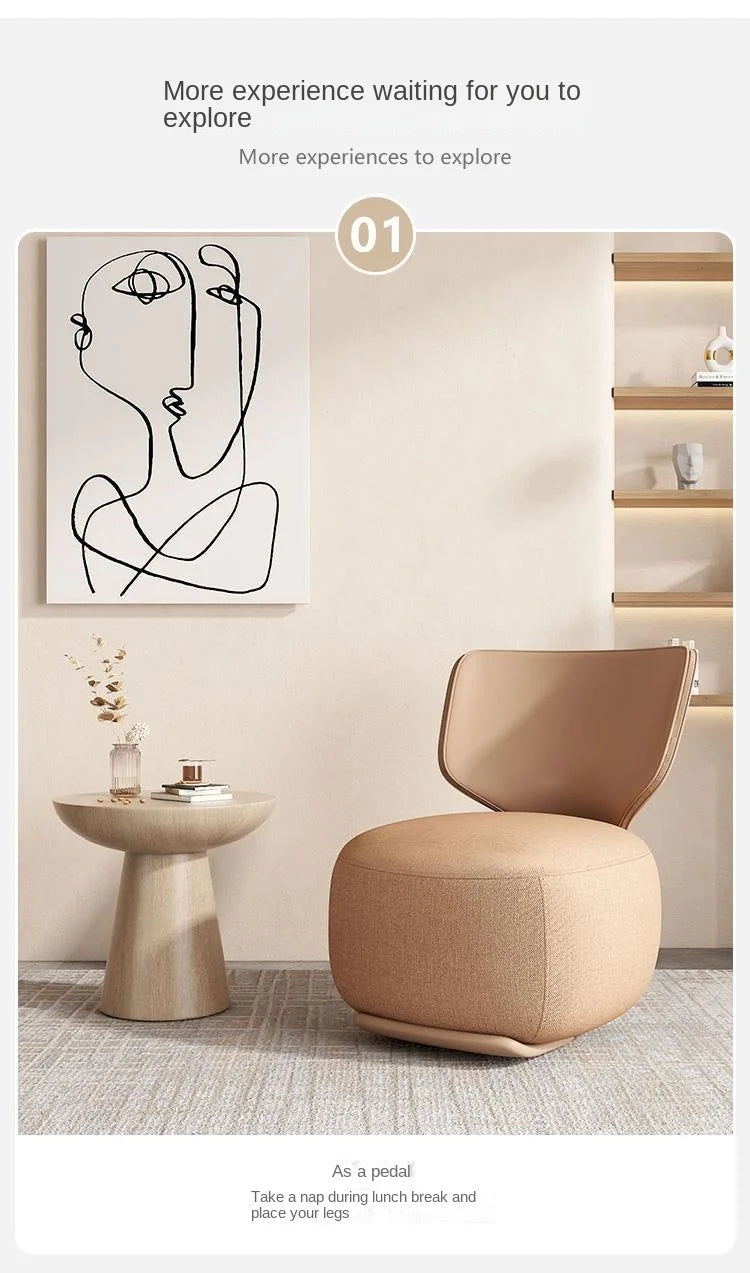 Log Light Luxury First Class Cabin Lounge Sofa Chair Nordic Living Room  Fabric Low Stool Balcony Leisure Armchair 2023 New