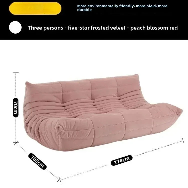 Fashion Freehand Space Original First Layer Cowhide Three-person Italian Minimalist Togo Caterpillar Lazy Sofa Lazy Sofa