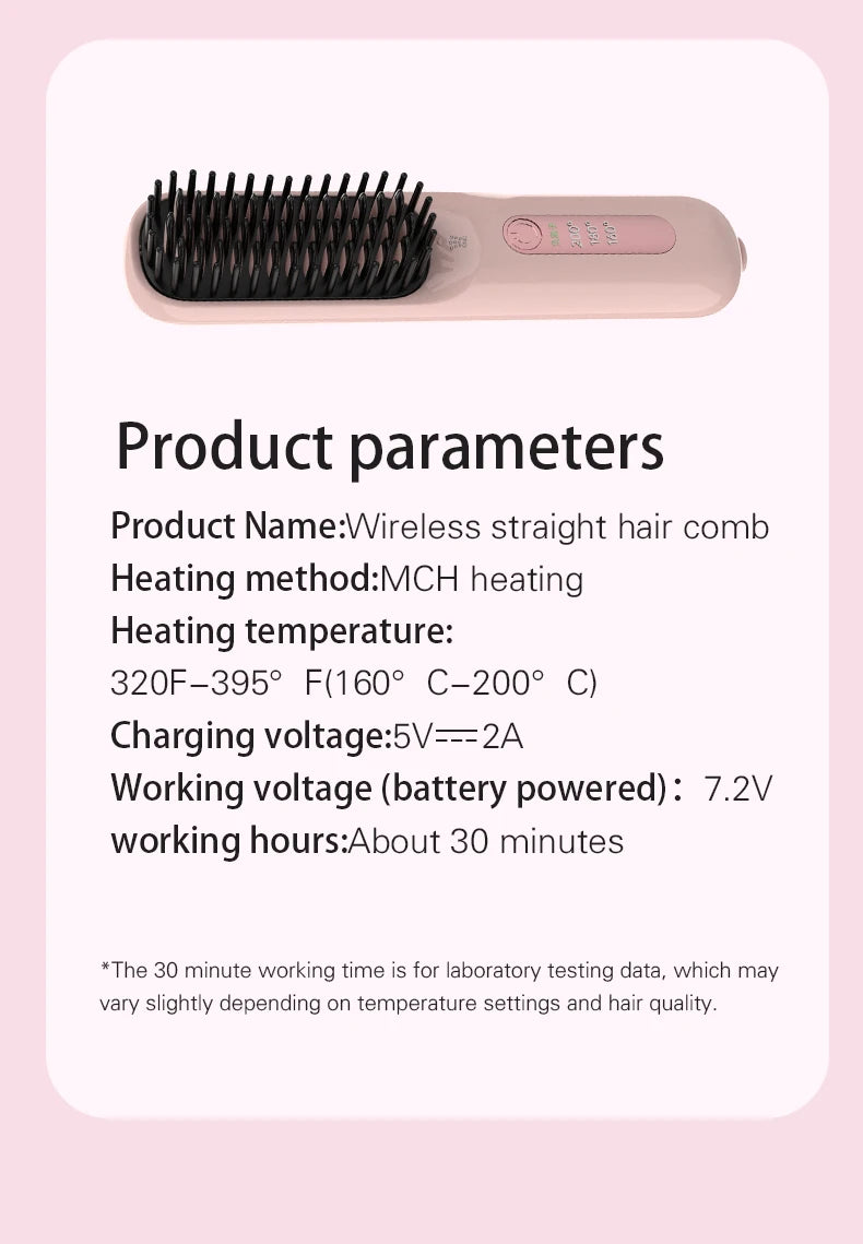 Negative Ion Hair Straightening Brush,360° Flexible Teeth,Fast Heat with 3 Adjustable Temperatures,Safe Anti-Scald Protection