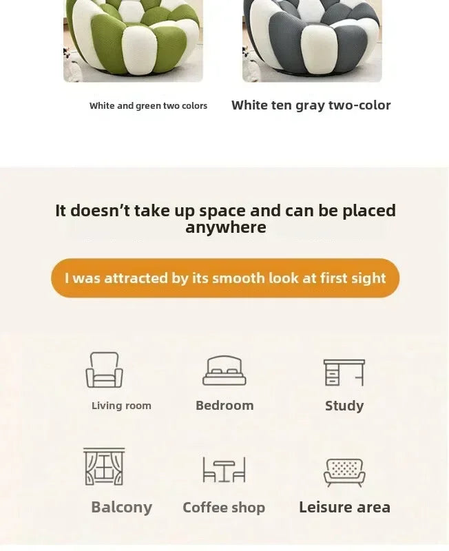 Single Seat Designer Pumpkin Lazy Sofa Balcony and Bedroom Can Lie Down and Recline Italian Minimalist Rochburg Football Sofa