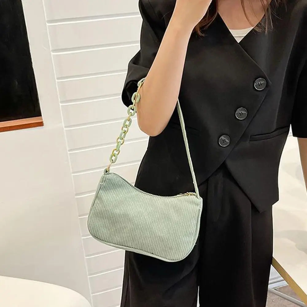 Fashion Vintage Handbags Women Autumn Winter Corduroy Underarm Bag  Zipper Shoulder Small Bags Female Soft Casual Clutch Handbag